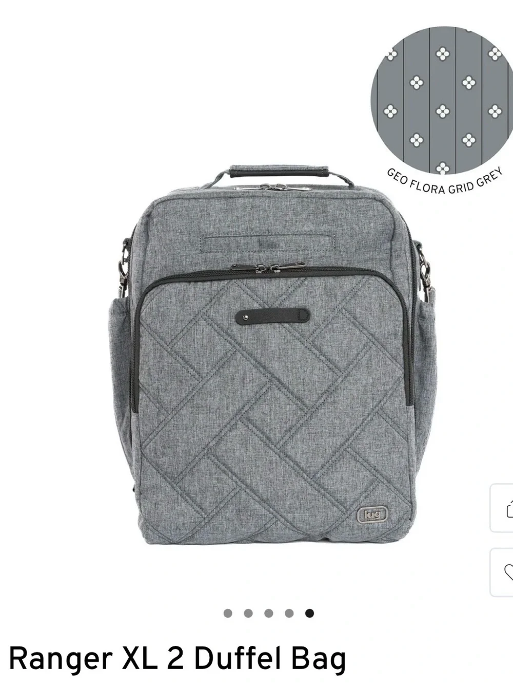 NWT- lug Heather Grey Quilted Duffel